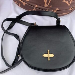 Sancia Black Leather Crossbody Bag